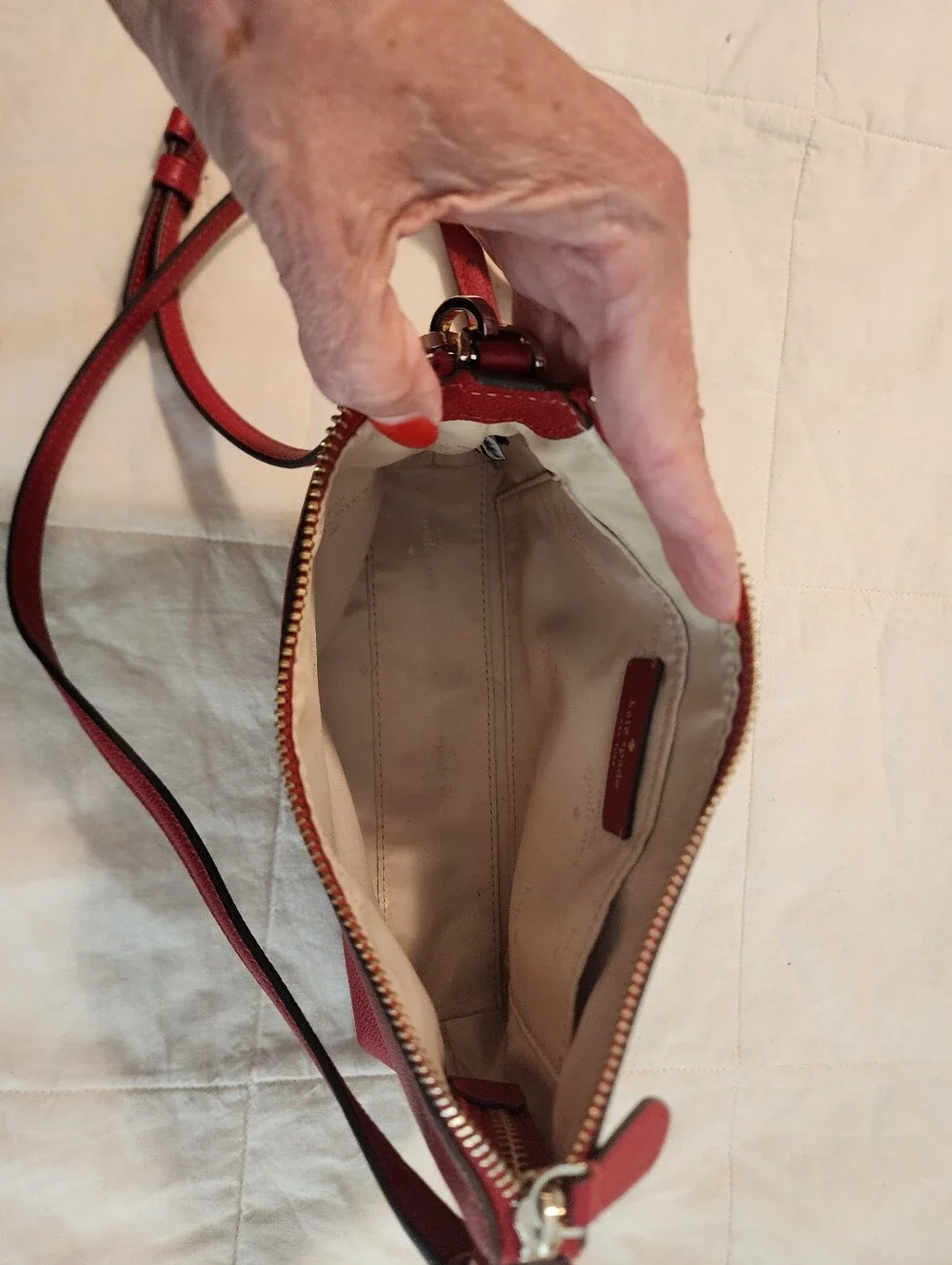 Kate Spade Red Textured Leather Crossbody Bag Gold Hardware Exc Condition